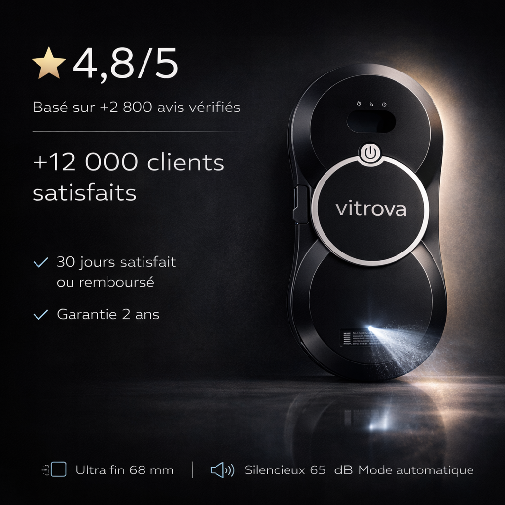 Robot lave-vitres automatique Vitrova nettoyage sans effort avec pulvérisation intégrée