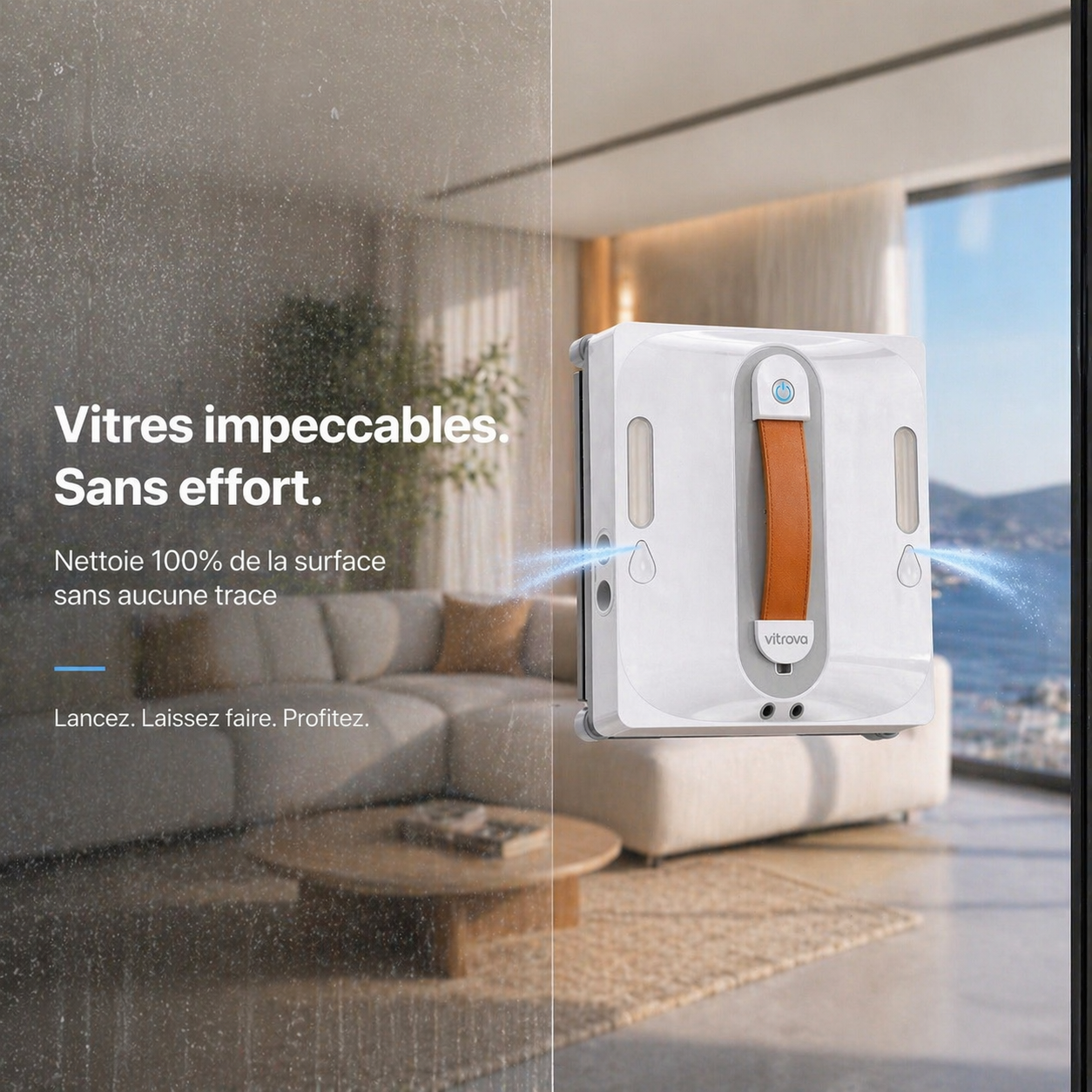 Robot lave-vitres intelligent Vitrova Double pulvérisation haute performance