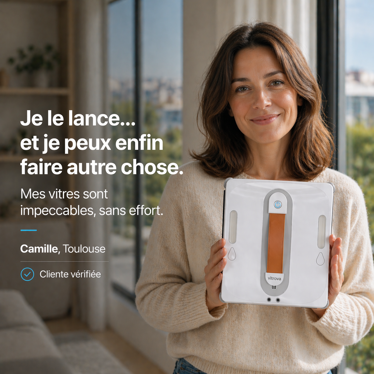 Robot lave-vitres intelligent Vitrova Double pulvérisation haute performance