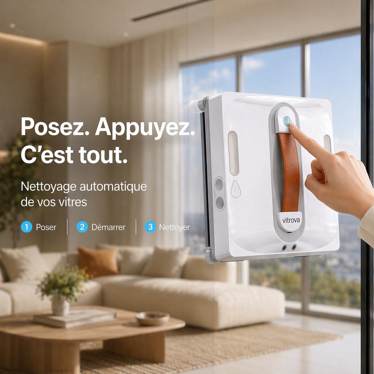 Robot lave-vitres intelligent Vitrova Double pulvérisation haute performance