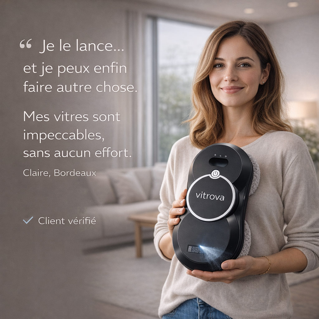 Robot lave-vitres automatique Vitrova nettoyage sans effort avec pulvérisation intégrée