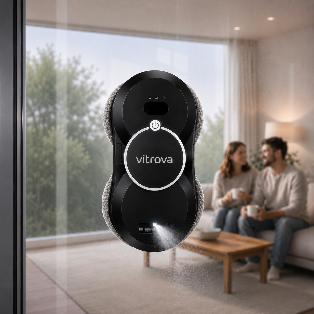 Robot lave-vitres automatique Vitrova nettoyage sans effort avec pulvérisation intégrée